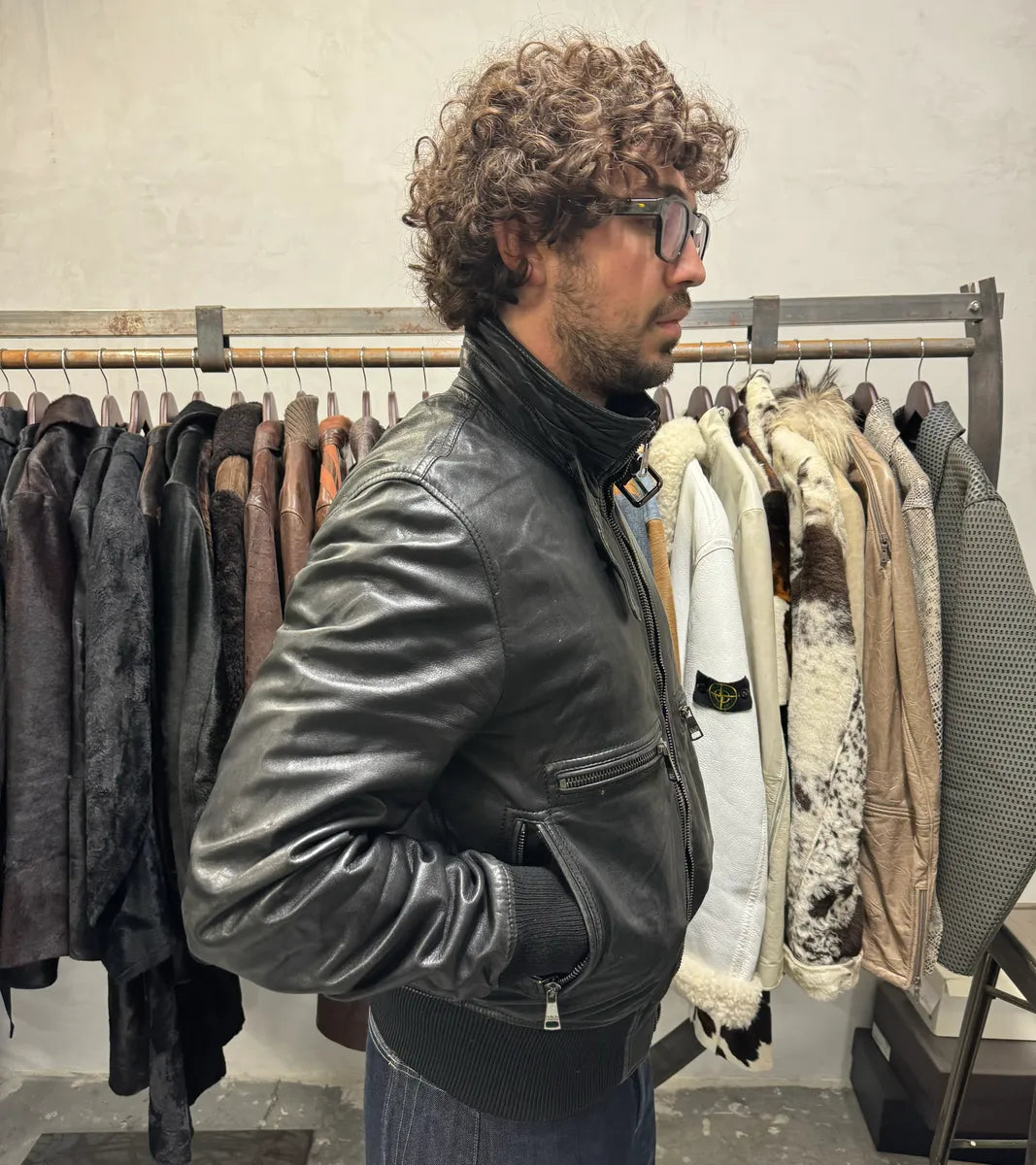 2000s Dolce & Gabbana Patina Dark Leather Jacket vXSzwvQ 2