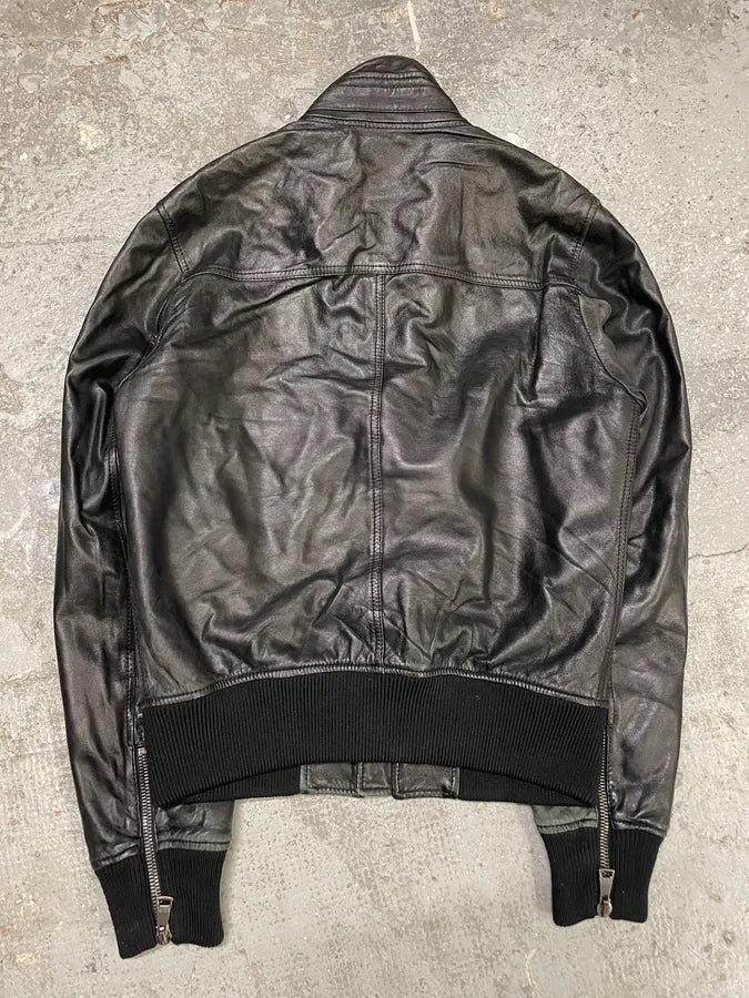 2000s Dolce & Gabbana Patina Dark Leather Jacket vXSzwvQ 6