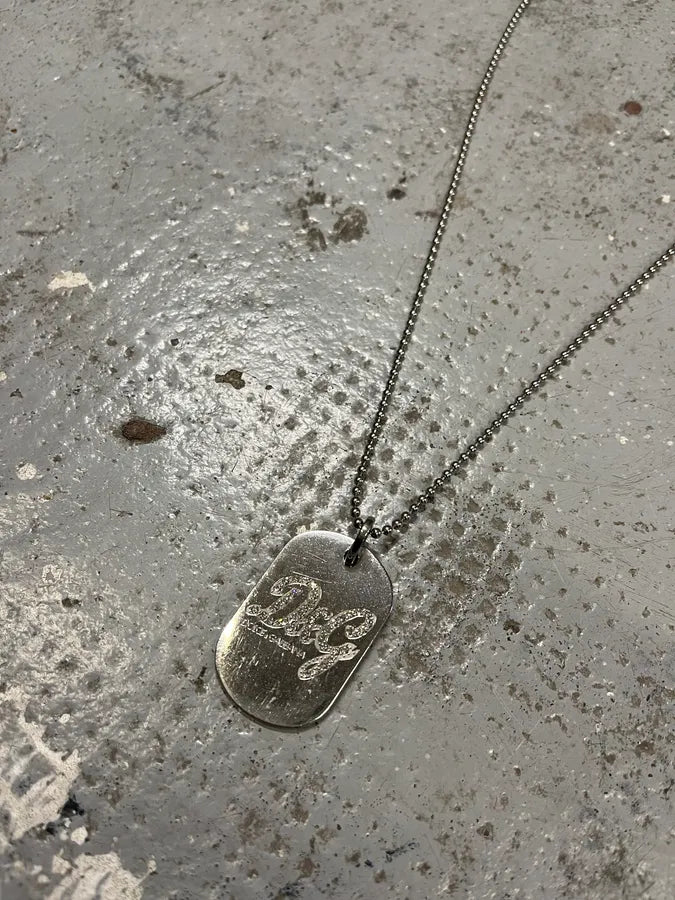 2000s Dolce & Gabbana Pave Crystal Dog Tag Necklace vquvjli 2