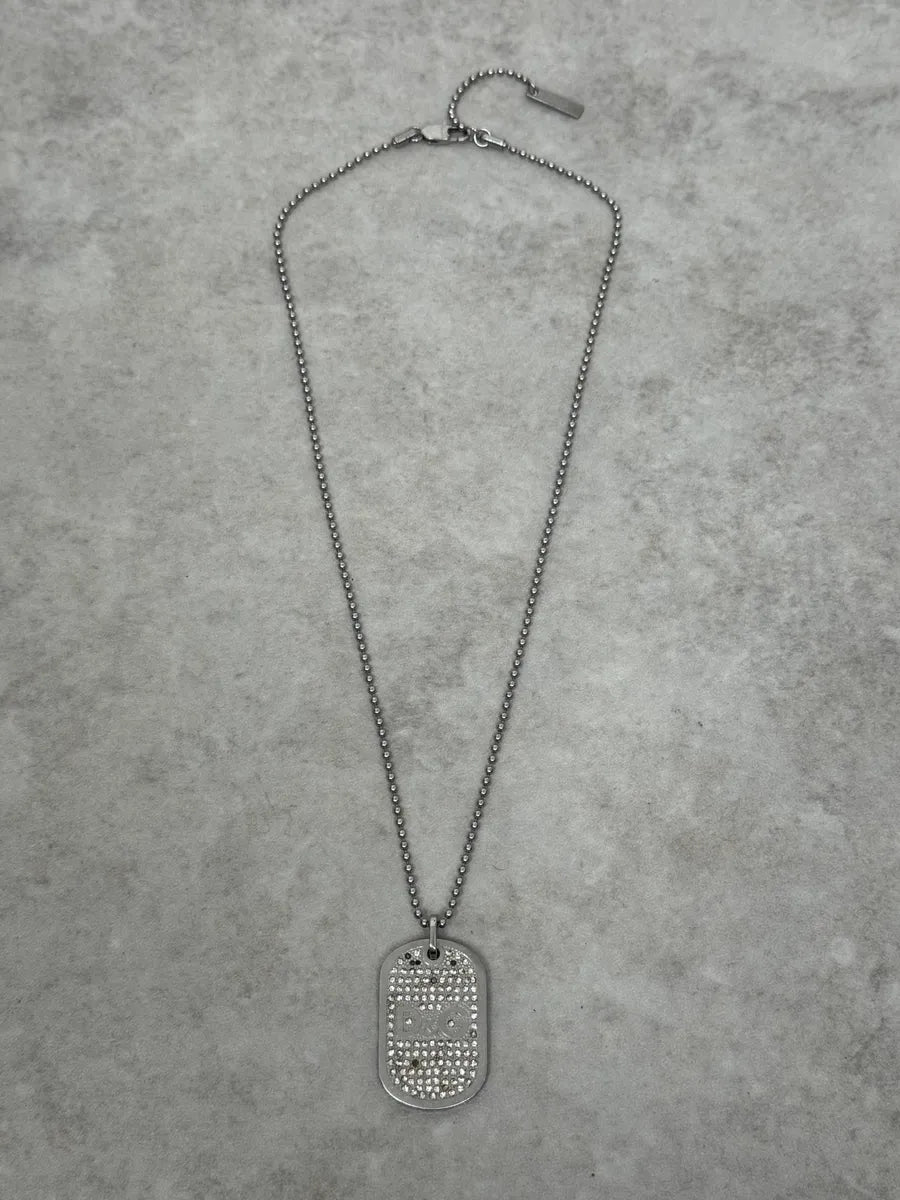 2000s Dolce & Gabbana Pave Dog Tag Necklace KCIXvUE 0