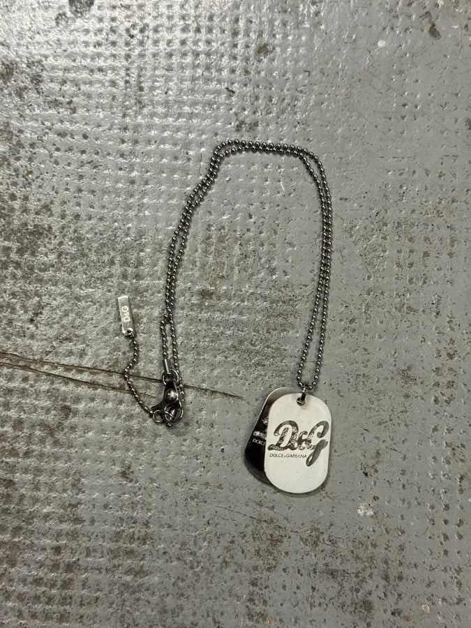 2000s Dolce & Gabbana Pave Dog Tags Ball Chain Necklace QpKYiWF 3