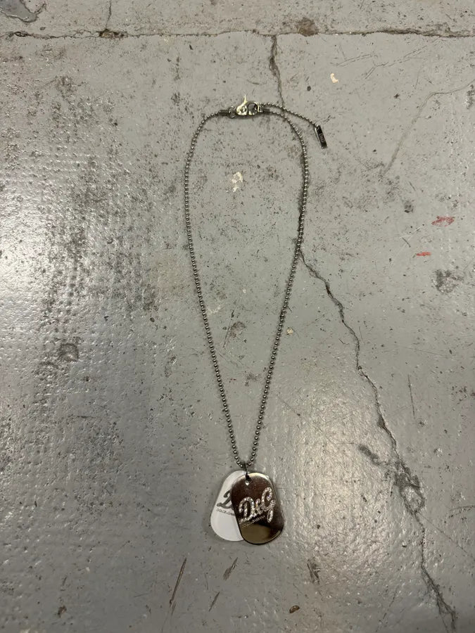 2000s Dolce & Gabbana Pave Dog Tags Ball Chain Necklace TLPgelz 0