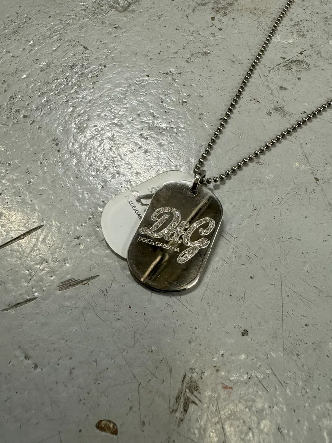 2000s Dolce & Gabbana Pave Dog Tags Ball Chain Necklace TLPgelz 2