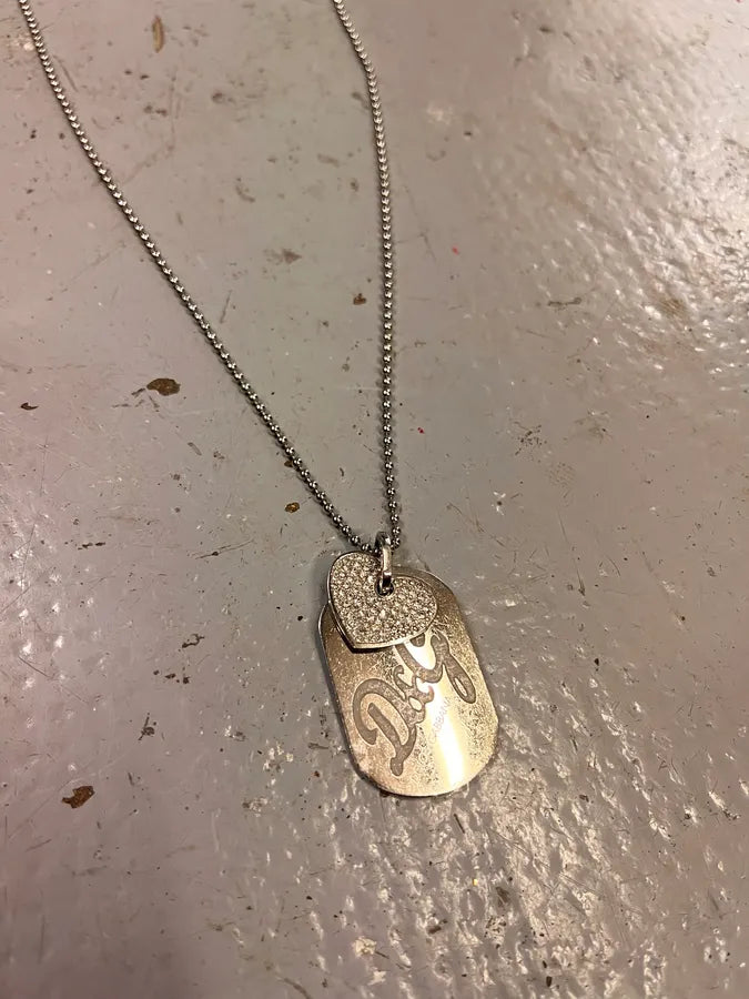 2000s Dolce & Gabbana Pave Heart Dog Tag Necklace IjDisjI 3