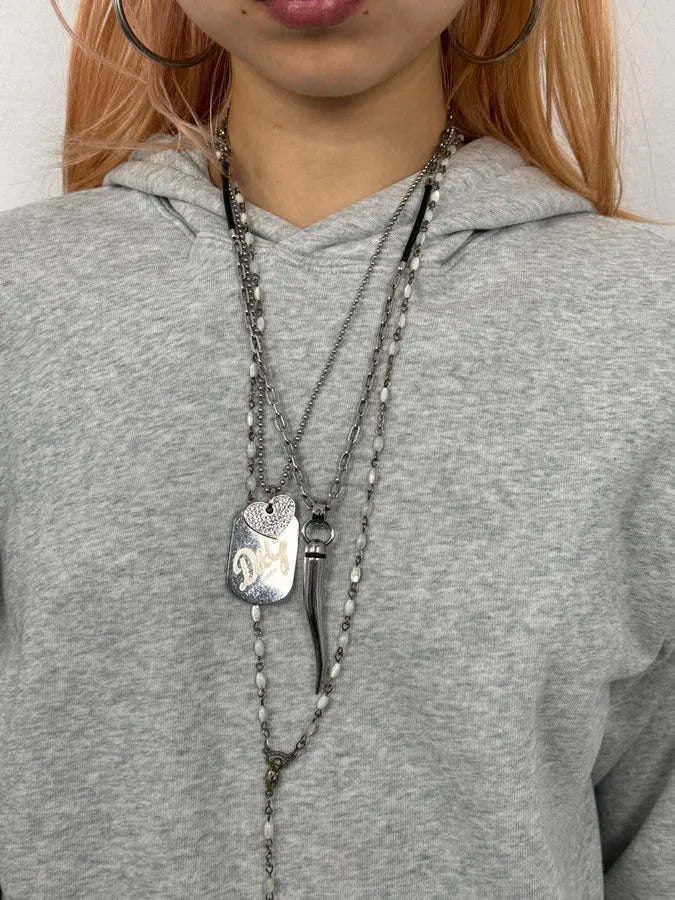 2000s Dolce & Gabbana Pave Heart Dog Tag Necklace VDlNafr 2