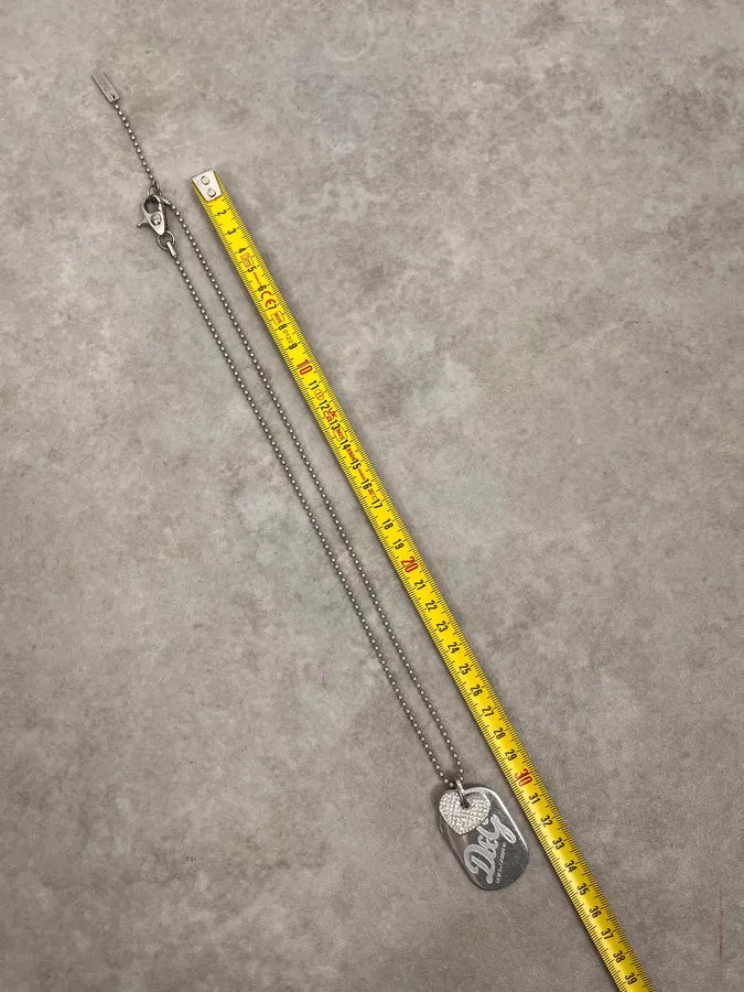 2000s Dolce & Gabbana Pave Heart Dog Tag Necklace VDlNafr 6