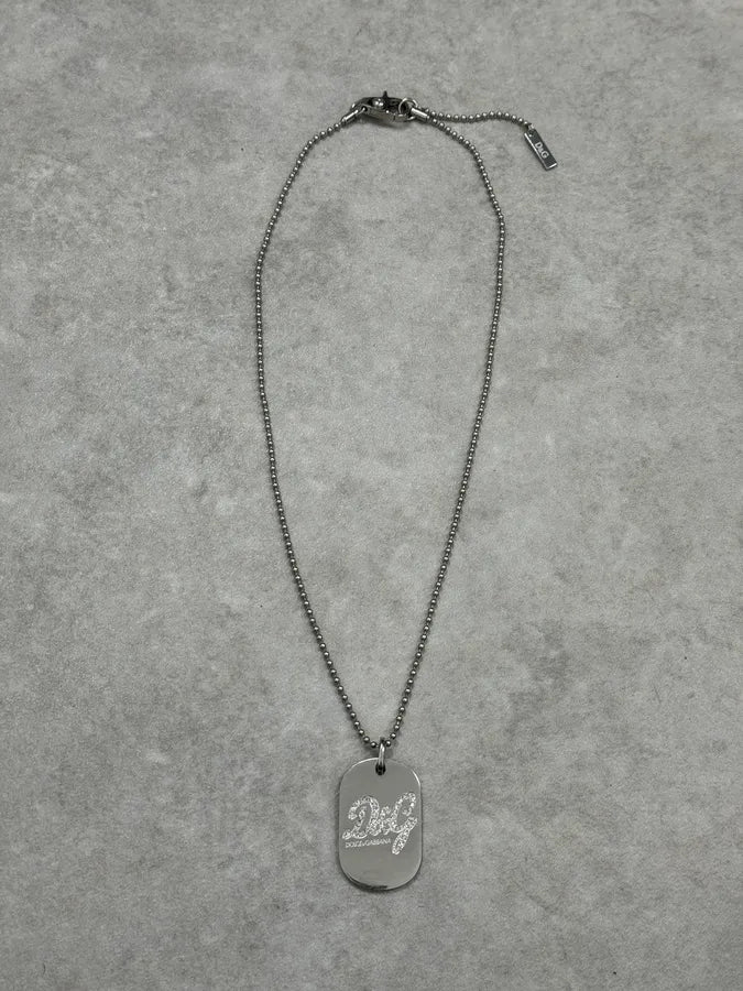 2000s Dolce & Gabbana Pave Logo Dog Tag Necklace FCxWXOB 0