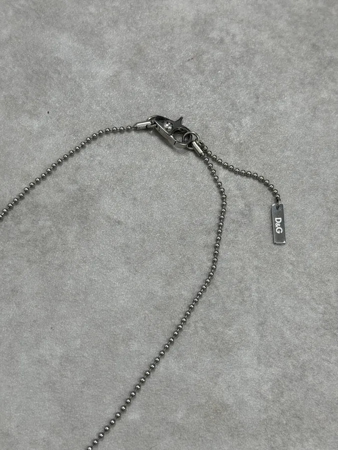 2000s Dolce & Gabbana Pave Logo Dog Tag Necklace FCxWXOB 4
