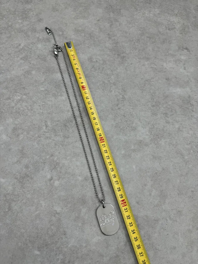 2000s Dolce & Gabbana Pave Logo Dog Tag Necklace FCxWXOB 5