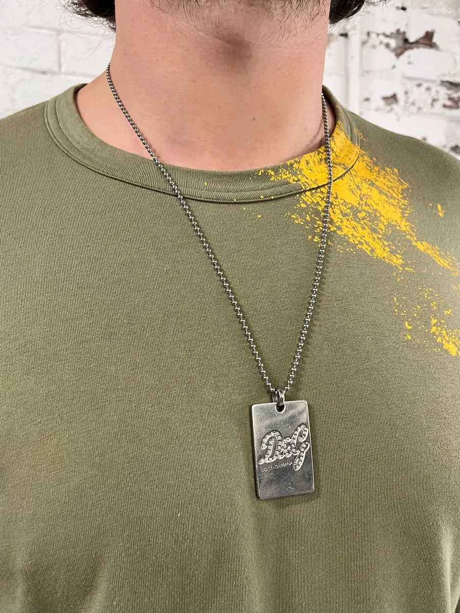 2000s Dolce & Gabbana Pave Logo Necklace PSlhGLA 4