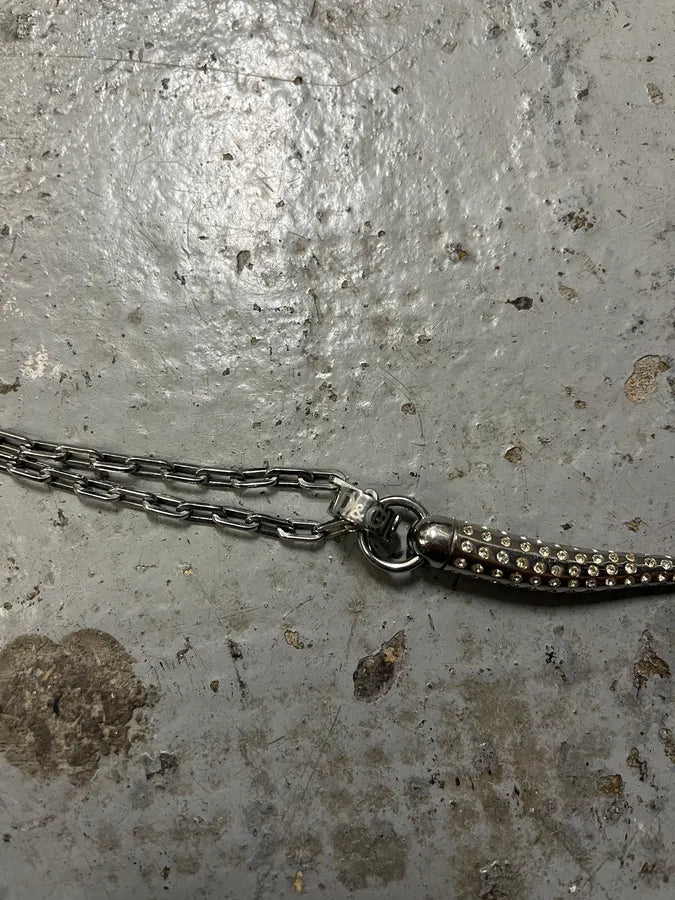 2000s Dolce & Gabbana Paved Crystal Metal Tooth Necklace yqdgMLg 4