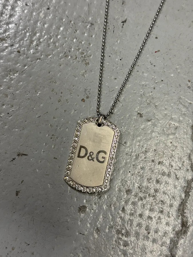 2000s Dolce & Gabbana Paved Dog Tag Ball Chain Necklace FRAaIwy 3