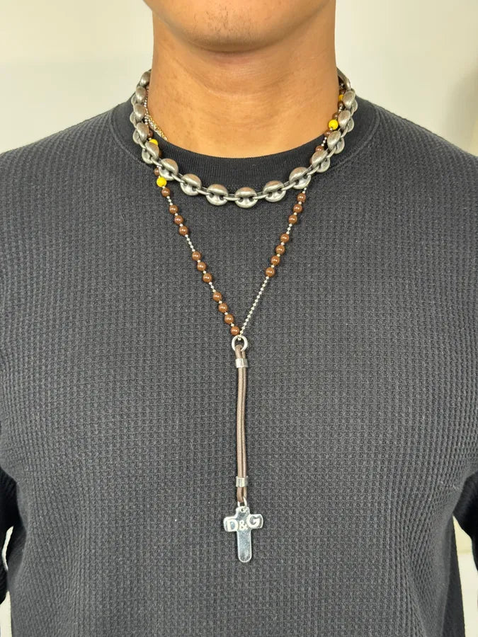 2000s Dolce & Gabbana Pearl Brown Rosary Necklace SYrDujx 1