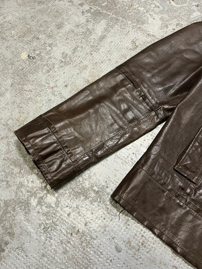 2000s Dolce & Gabbana Perfect Simple Brown Leather Jacket FtMLisp 5