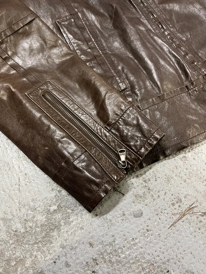 2000s Dolce & Gabbana Perfect Simple Brown Leather Jacket FtMLisp 6