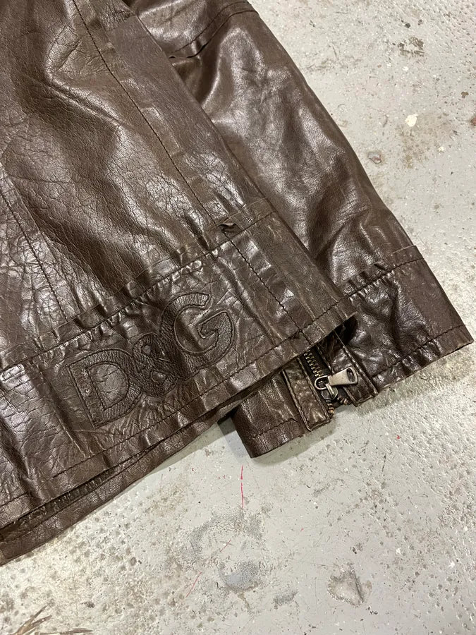 2000s Dolce & Gabbana Perfect Simple Brown Leather Jacket FtMLisp 8