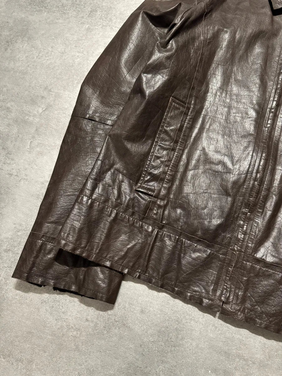 2000s Dolce & Gabbana Perfect Simple Brown Leather Jacket (L) 4