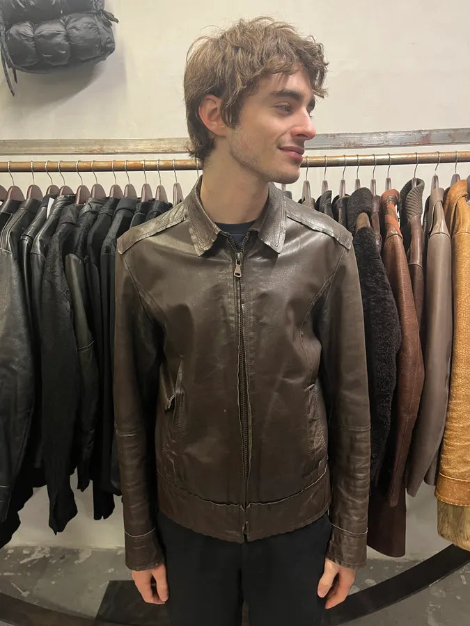2000s Dolce & Gabbana Perfect Simple Brown Leather Jacket (S/M) sMYVBJD 1