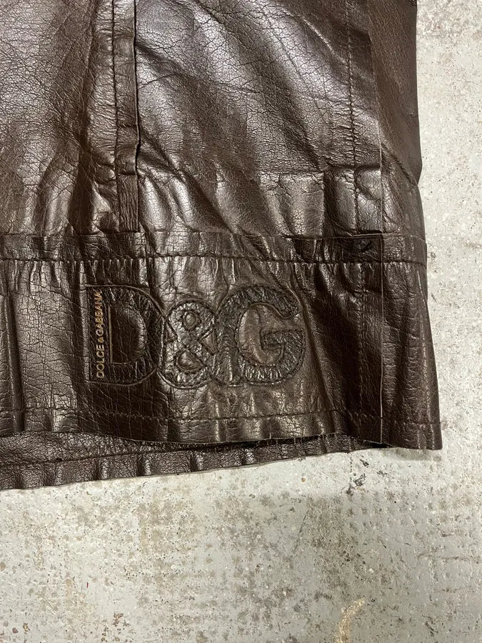 2000s Dolce & Gabbana Perfect Simple Brown Leather Jacket (S/M) sMYVBJD 7
