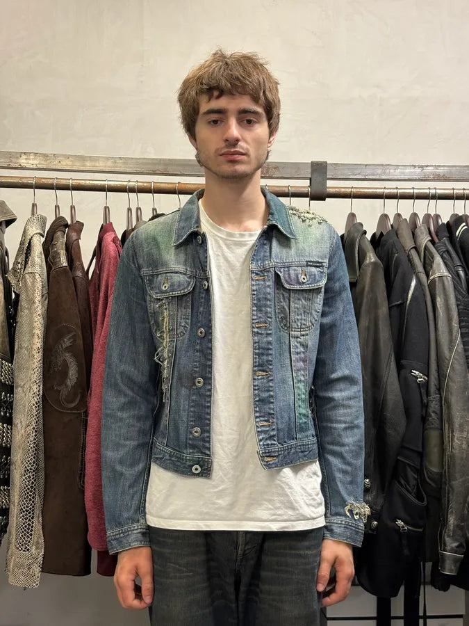 2000s Dolce & Gabbana Pin Distressed Denim Jacket dGjsXGW 1