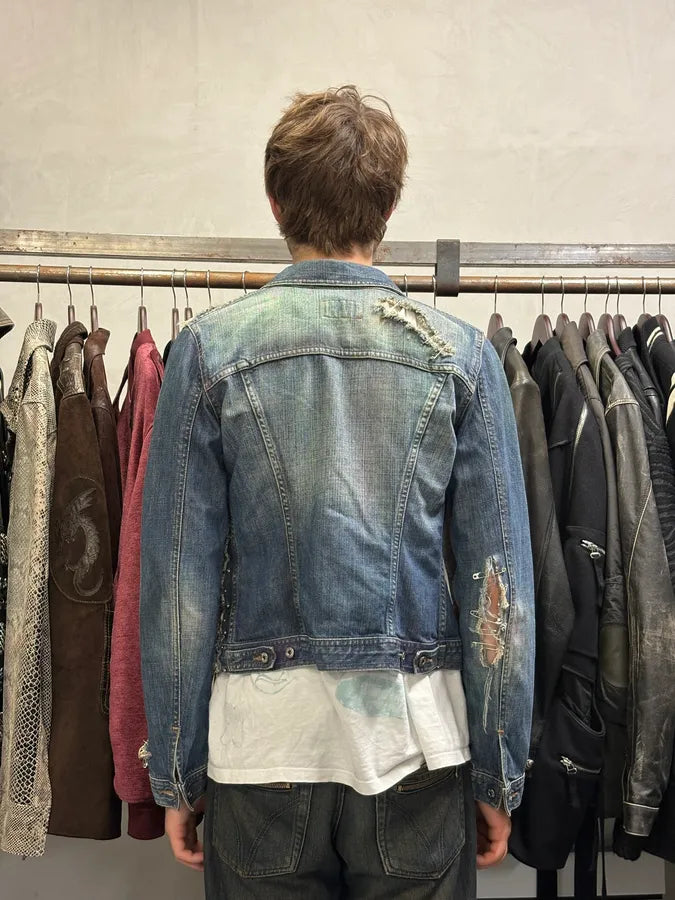 2000s Dolce & Gabbana Pin Distressed Denim Jacket dGjsXGW 2