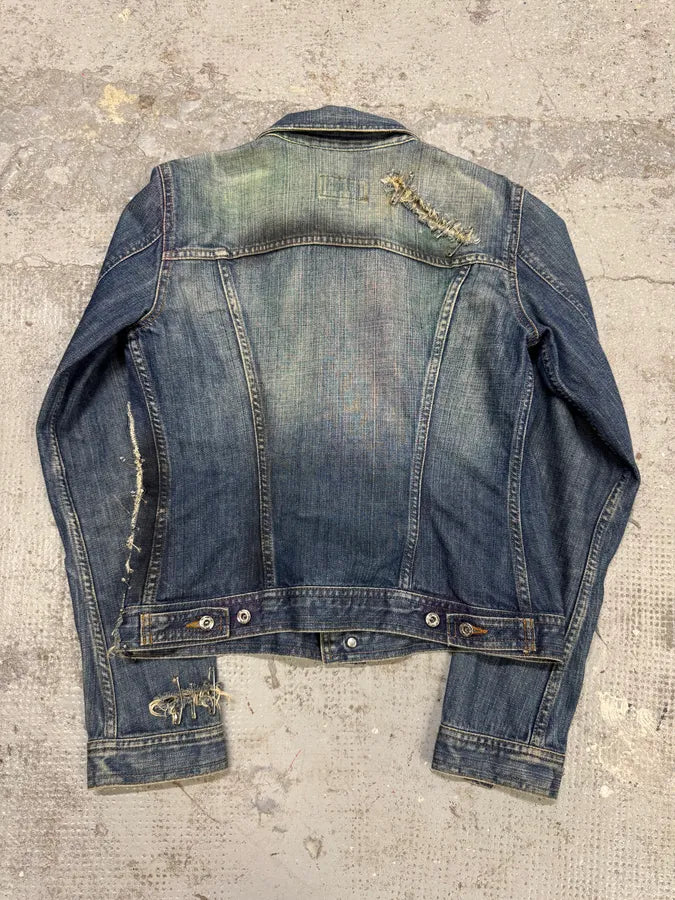 2000s Dolce & Gabbana Pin Distressed Denim Jacket dGjsXGW 8