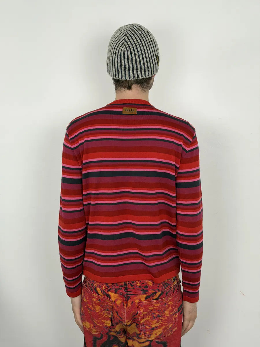 2000s Dolce & Gabbana Pink & Red Striped Gradient Sweater TUGhLfP 3