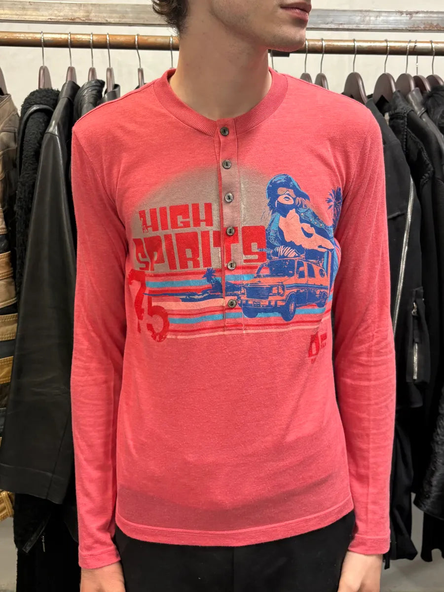 2000s Dolce & Gabbana Pink Henley Hot Longsleeves mOIXGzc 1