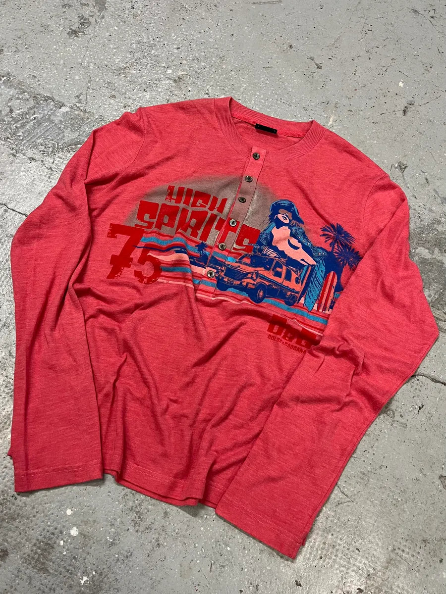 2000s Dolce & Gabbana Pink Henley Hot Longsleeves mOIXGzc 3