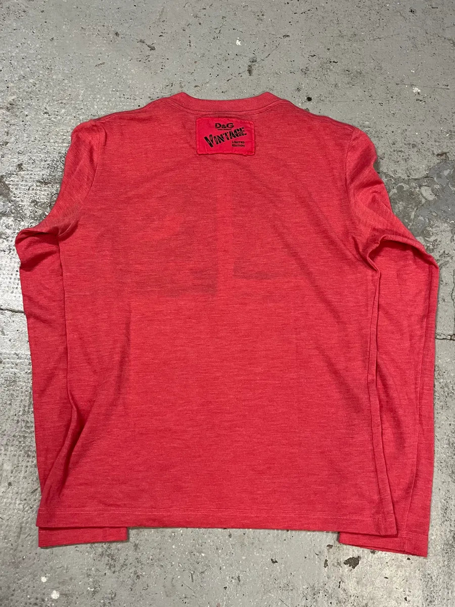 2000s Dolce & Gabbana Pink Henley Hot Longsleeves mOIXGzc 5