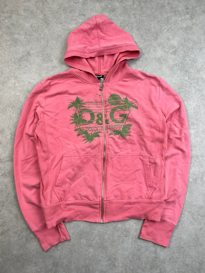 2000s Dolce & Gabbana Pink Island Hooded Zip-up Sweater OpXWzNw 3
