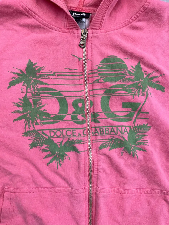 2000s Dolce & Gabbana Pink Island Hooded Zip-up Sweater OpXWzNw 9