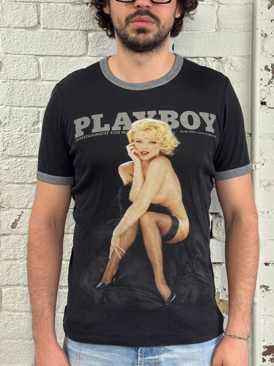 2000s Dolce & Gabbana Playboy Black Ringer T-Shirt cMNcEuD 1