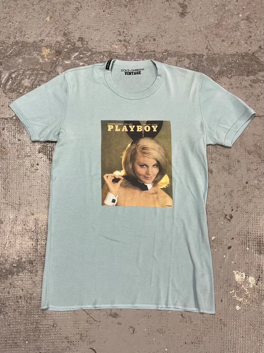 2000s Dolce & Gabbana Playboy Blue T-Shirt skhqCHU 0