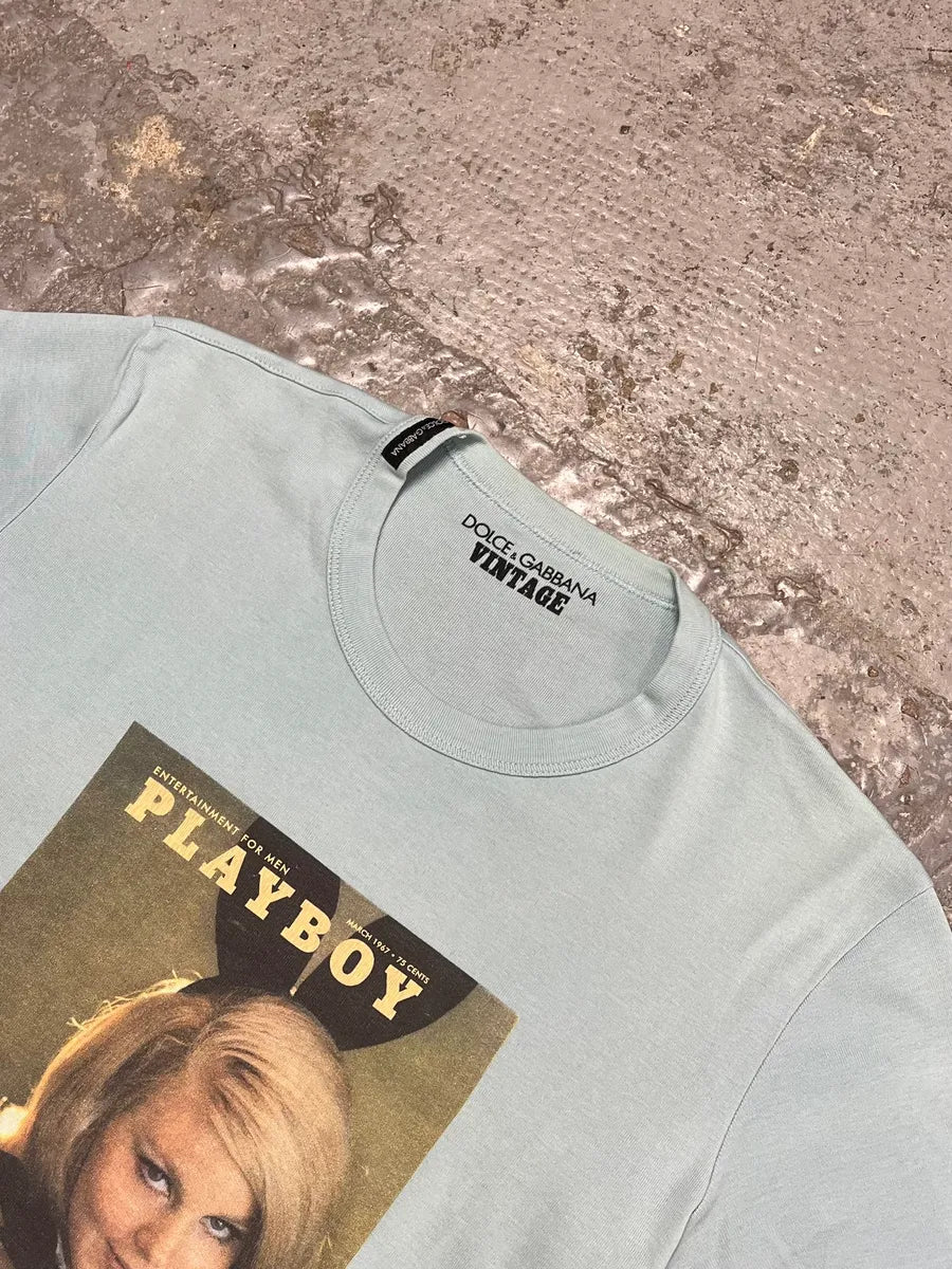 2000s Dolce & Gabbana Playboy Blue T-Shirt skhqCHU 3
