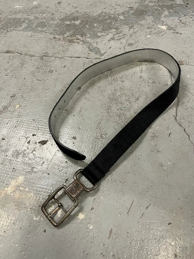 2000s Dolce & Gabbana Pony Hair Black Leather Belt lrPRAyX 3