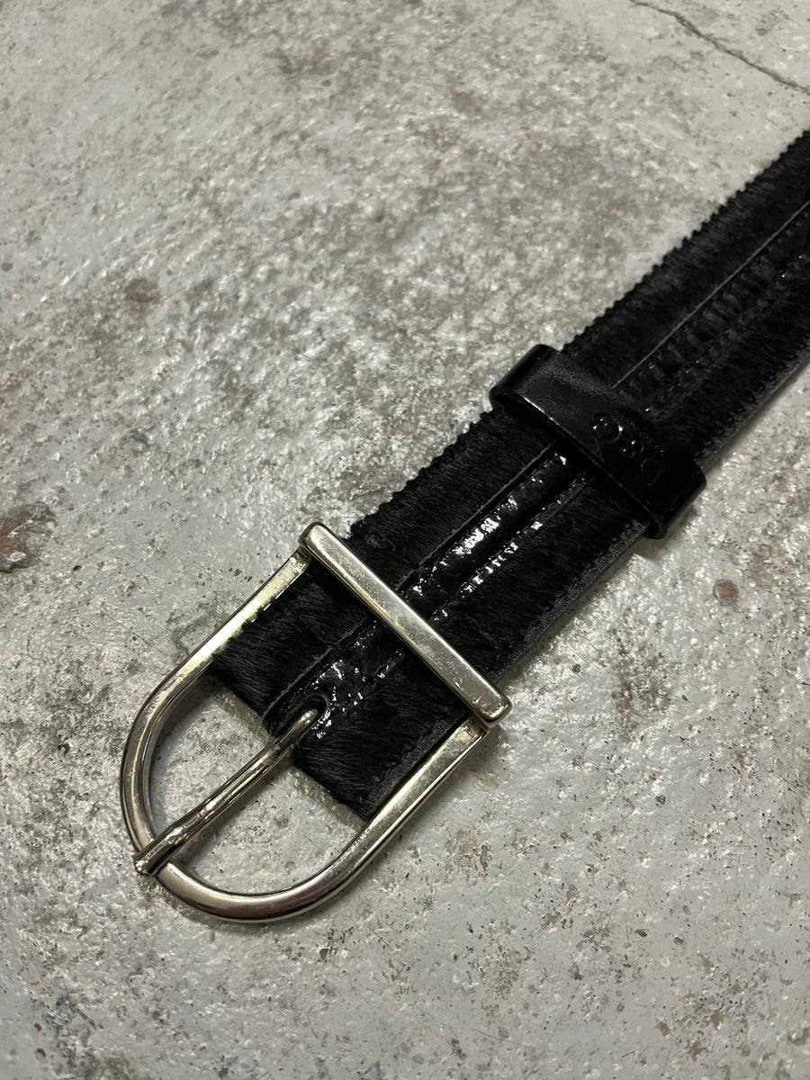 2000s Dolce & Gabbana Pony Hair Black Leather Belt qvNUXtr 3