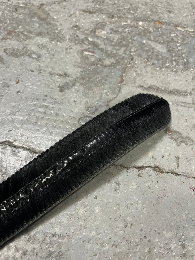 2000s Dolce & Gabbana Pony Hair Black Leather Belt qvNUXtr 4