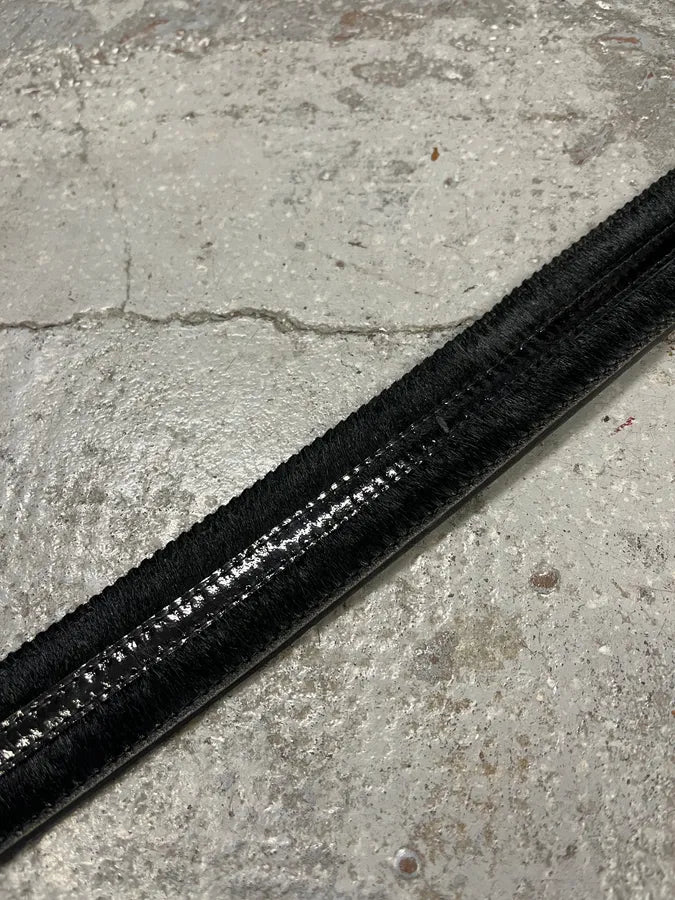 2000s Dolce & Gabbana Pony Hair Black Leather Belt qvNUXtr 5