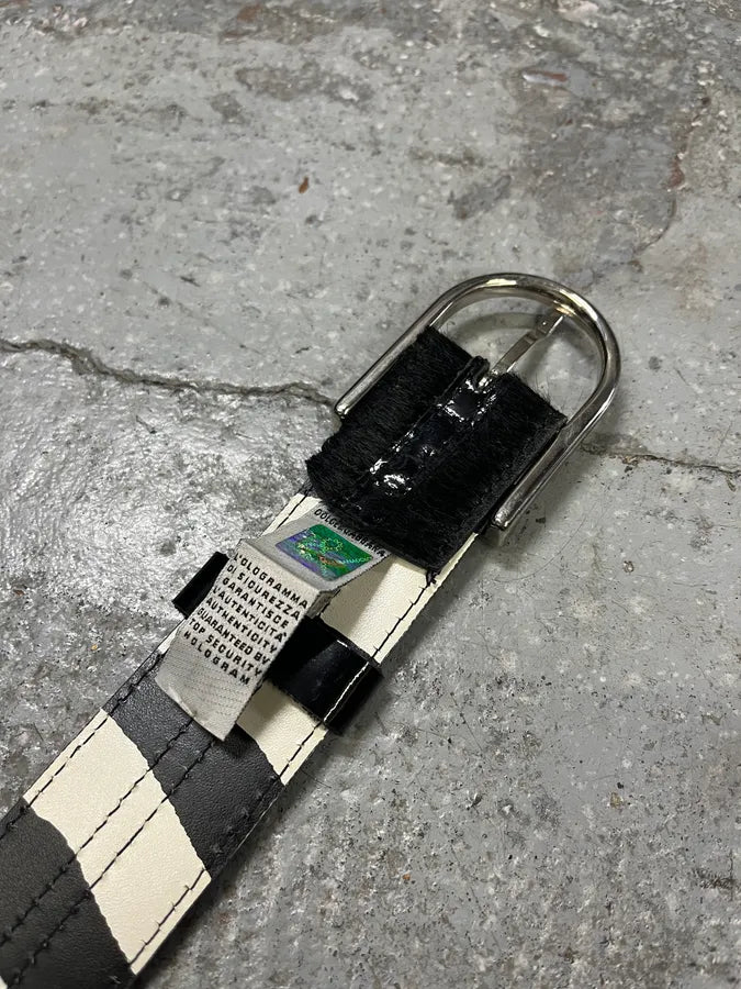 2000s Dolce & Gabbana Pony Hair Black Leather Belt qvNUXtr 6