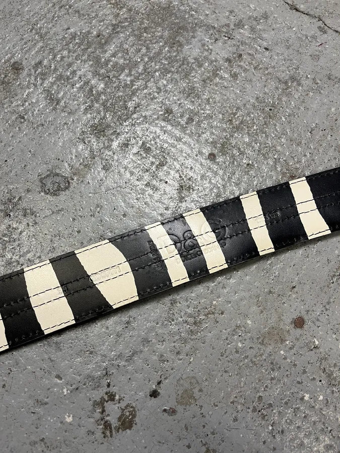 2000s Dolce & Gabbana Pony Hair Black Leather Belt qvNUXtr 7