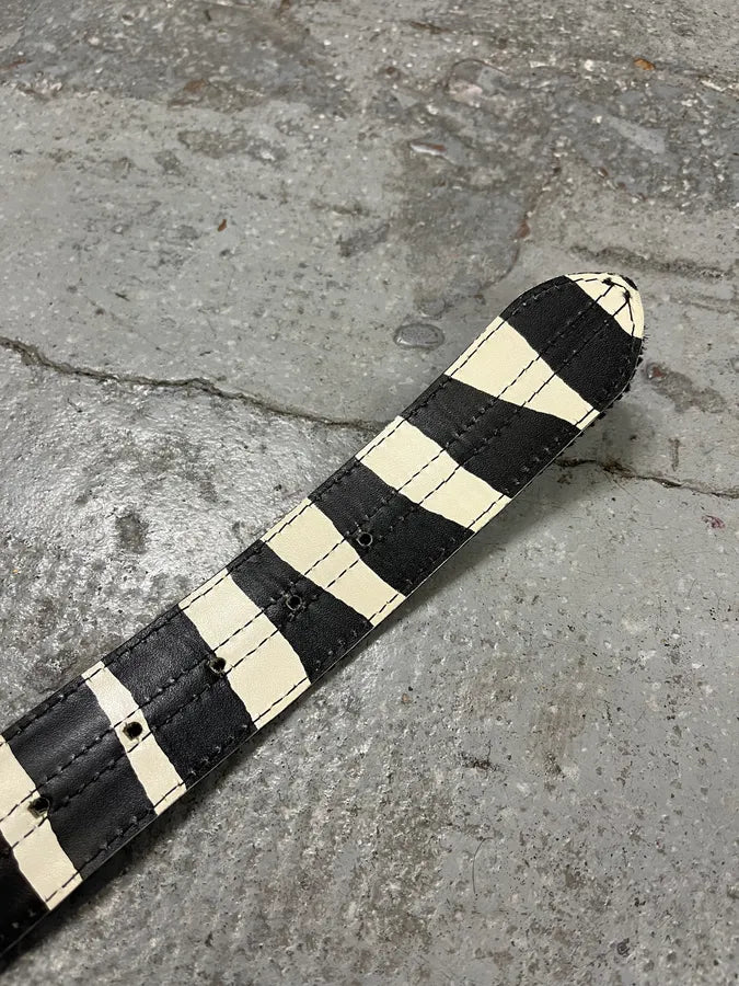 2000s Dolce & Gabbana Pony Hair Black Leather Belt qvNUXtr 8