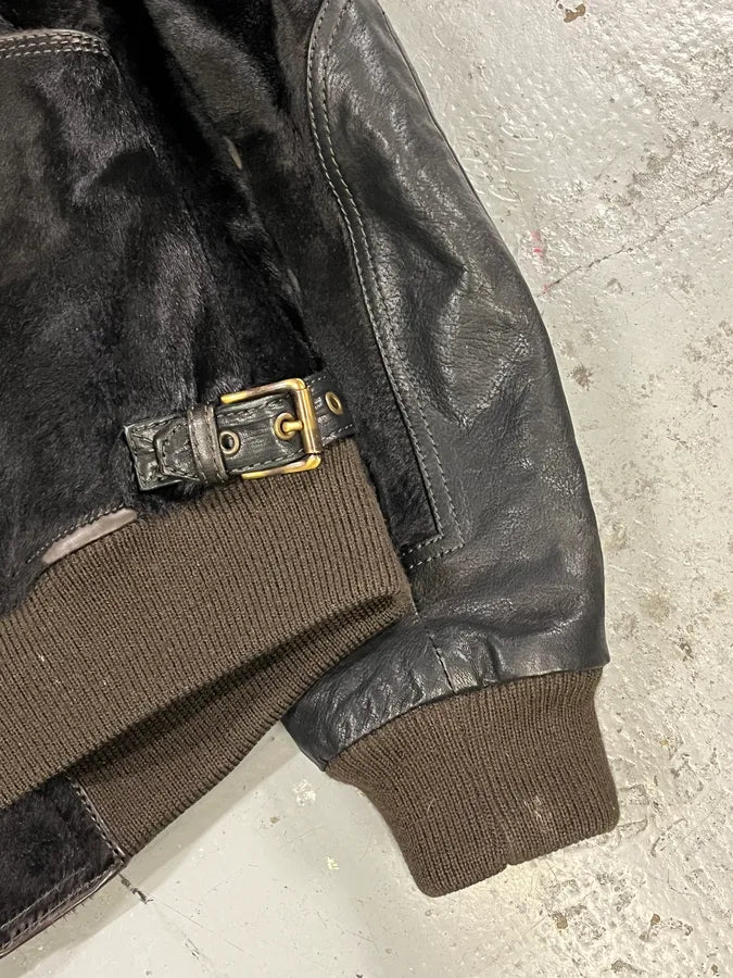 2000s Dolce & Gabbana Pony Hair Black Leather Jacket TelccGN 8