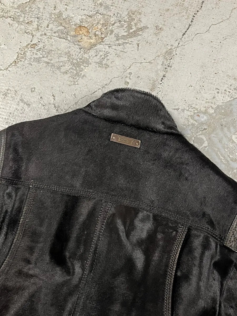 2000s Dolce & Gabbana Pony Hair Black Leather Jacket TelccGN 6