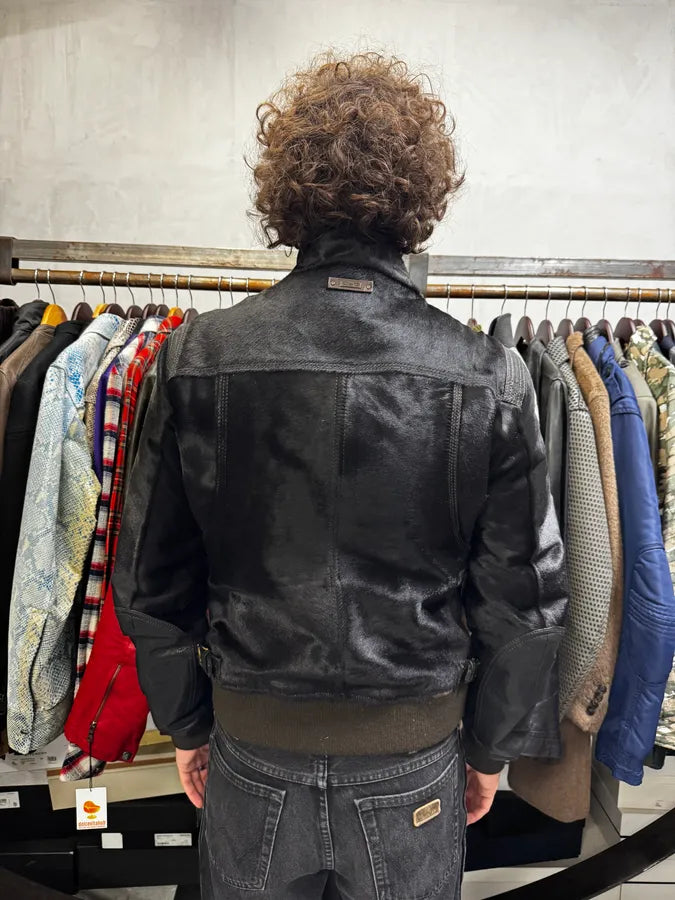 2000s Dolce & Gabbana Pony Hair Black Leather Jacket TelccGN 2