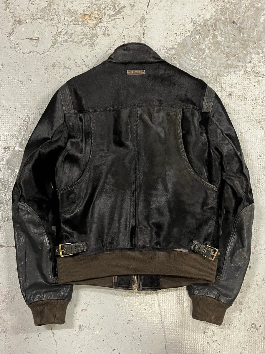 2000s Dolce & Gabbana Pony Hair Black Leather Jacket TelccGN 5