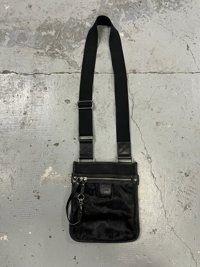 2000s Dolce & Gabbana Pony Hair Black Leather Shoudler Bag YmssTik 0