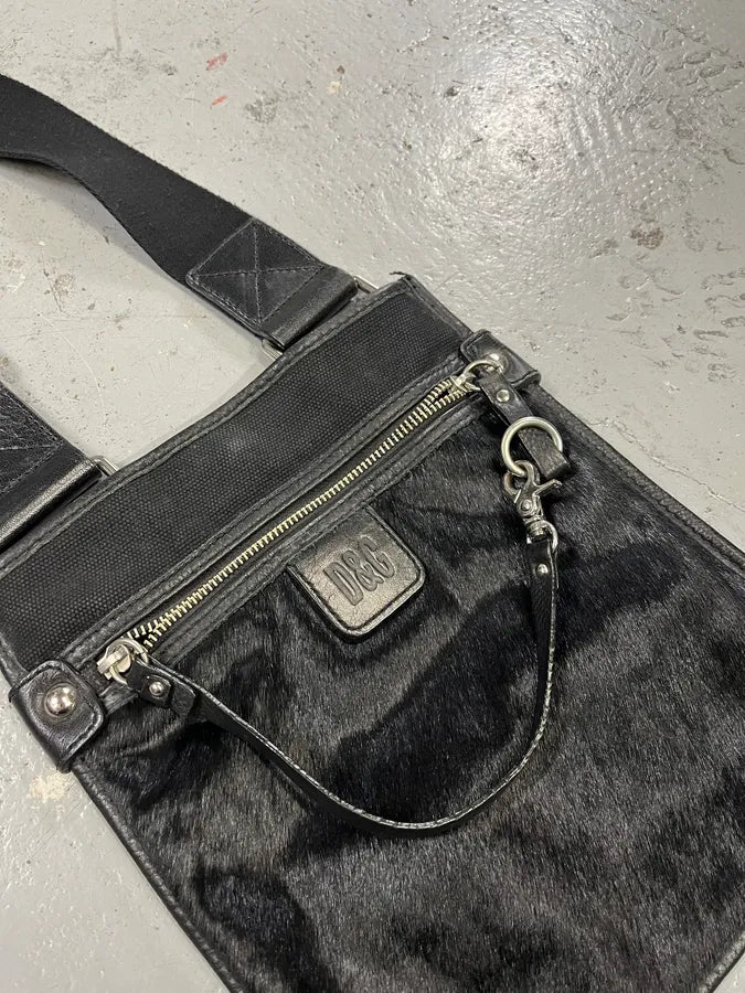 2000s Dolce & Gabbana Pony Hair Black Leather Shoudler Bag YmssTik 4