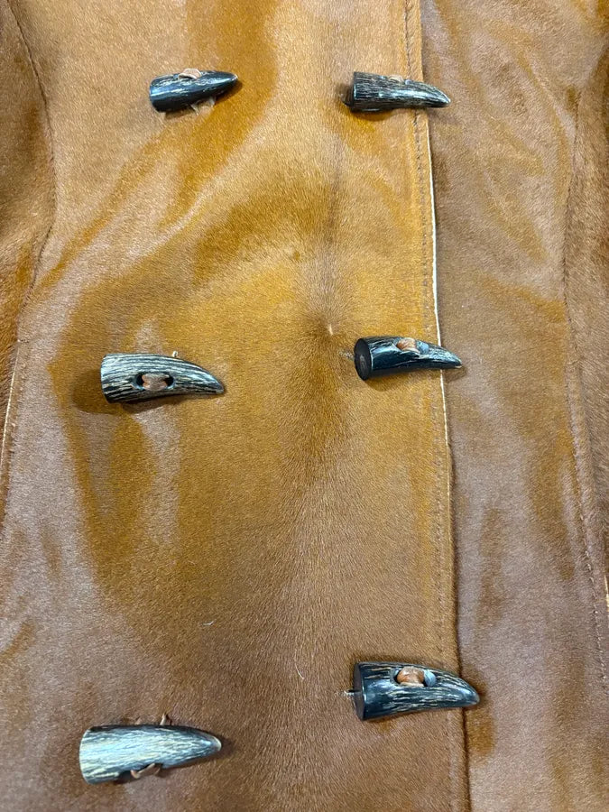 FW2002 Dolce & Gabbana Pony Hair Camel Leather Duffle Coat Jacket HnuNvqx 8