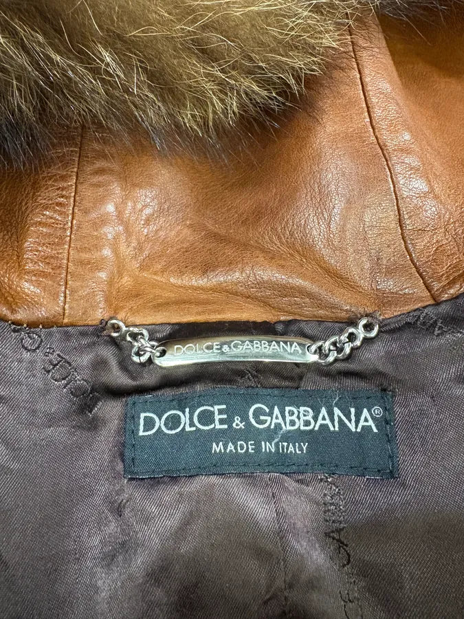 FW2002 Dolce & Gabbana Pony Hair Camel Leather Duffle Coat Jacket HnuNvqx 10